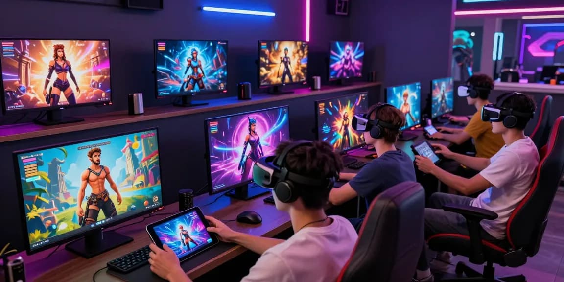 Engaging scene of players diving into exciting porn games online with vibrant visuals.