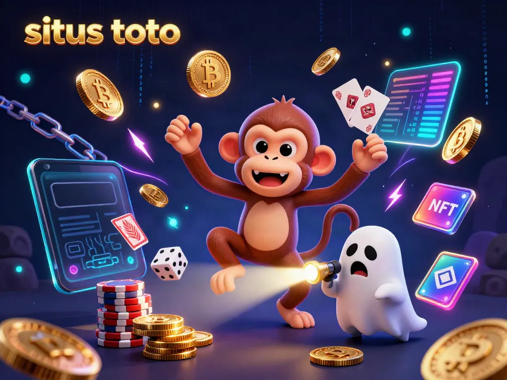 Engage with situs toto in a vibrant 3D casino scene where a mischievous monkey juggles golden treasures.