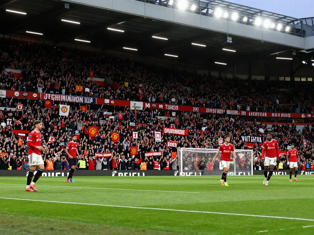 Exciting scene of Manchester United vs Liverpool match, reflecting the rivalry and history with fans celebrating.