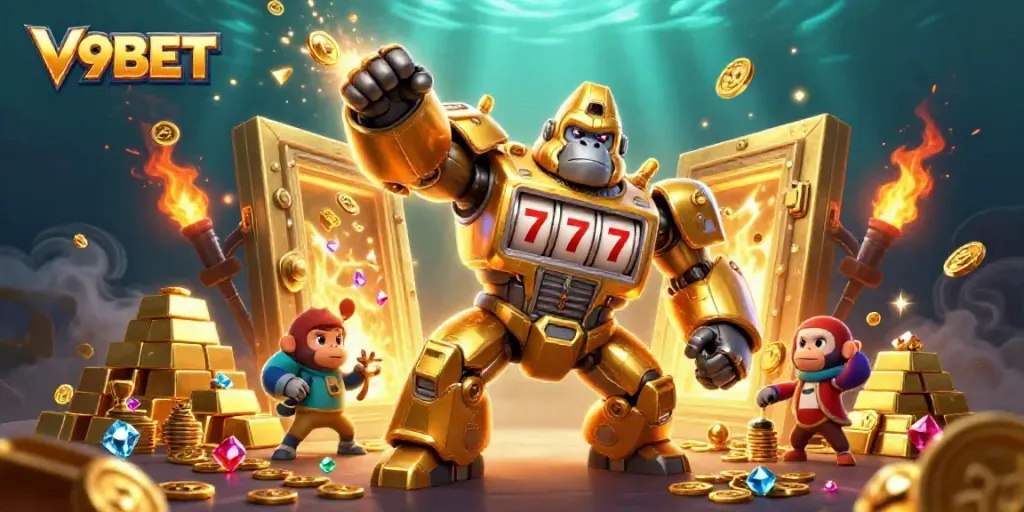 Experience the thrill of winning at V9BET casinos with dynamic 3D gambling elements and vibrant treasures.