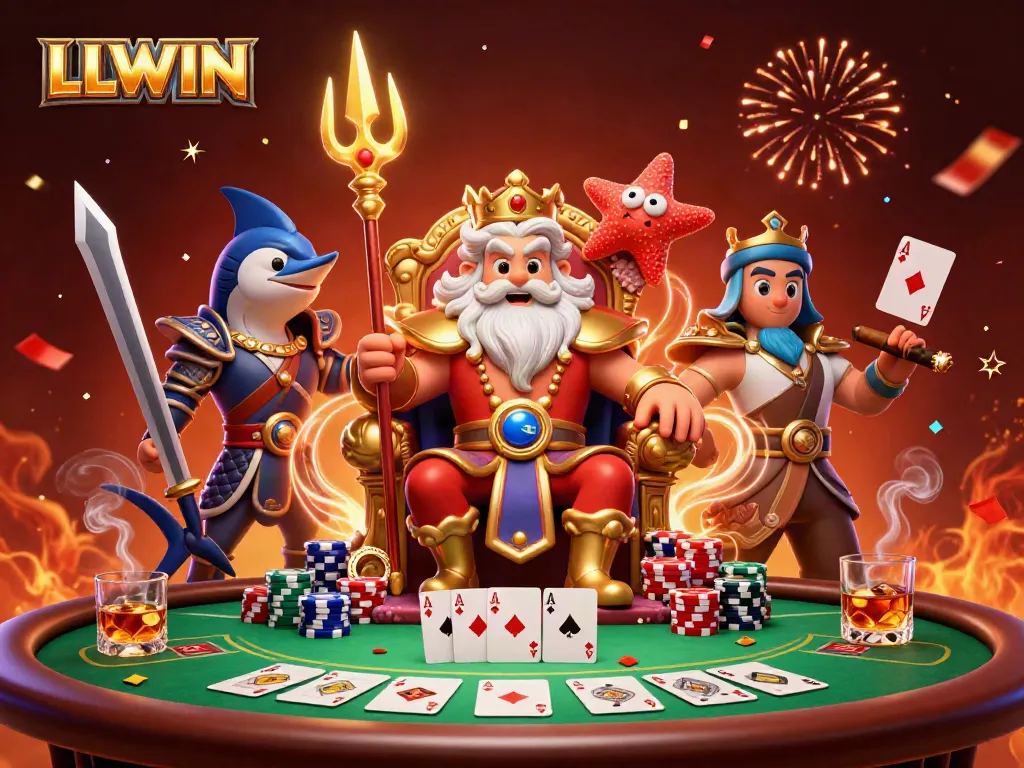Experience the thrill of gambling with LLWIN at a vibrant underwater casino scene.