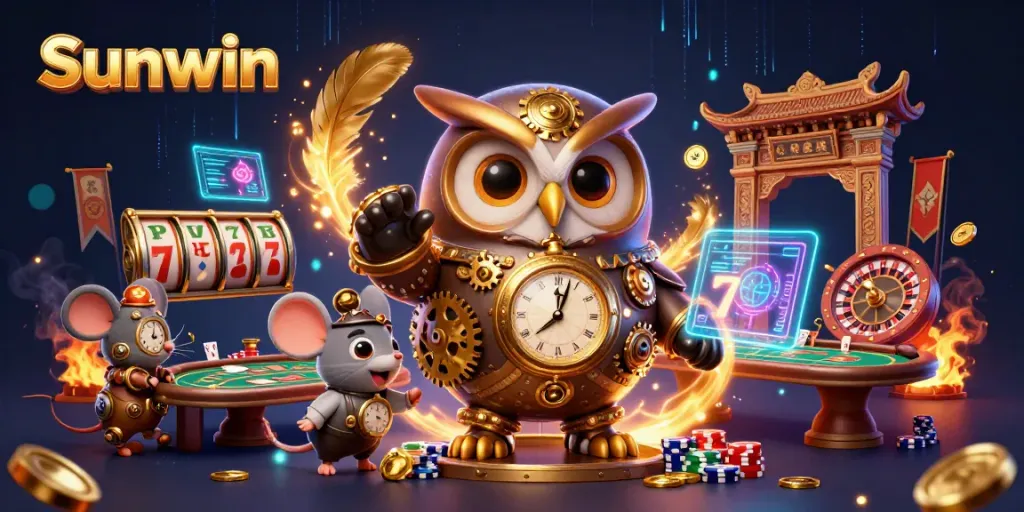 Experience Sunwin's dynamic 3D chart showcasing classic and modern casino gameplay elements.