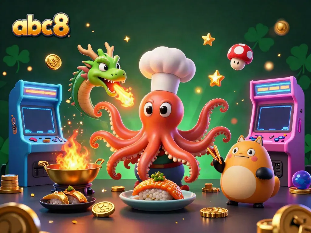 Experience thrilling entertainment at abc8 with vibrant games and dynamic characters in an illustrated casino scene.
