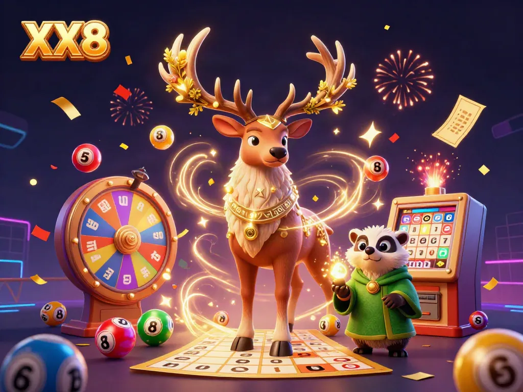 Experience the thrill of XX8 gaming with a vibrant casino scene full of excitement and colorful elements.
