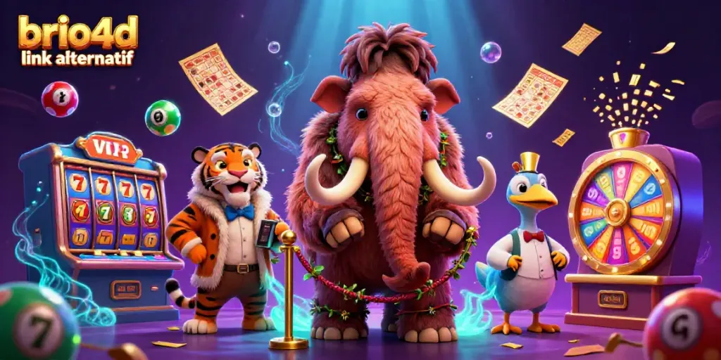 Experience excitement with brio4d link alternatif as the casino bouncer checks IDs and lottery elements surround the vibrant scene.