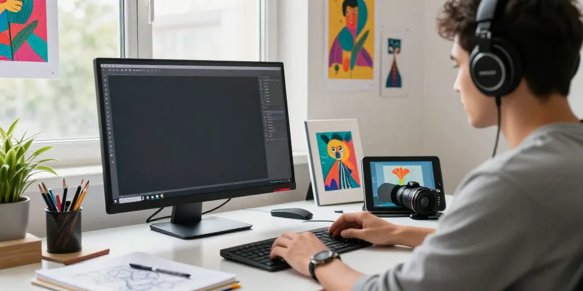 Creating stunning visuals with an affordable AI text to image generator in a bright workspace.