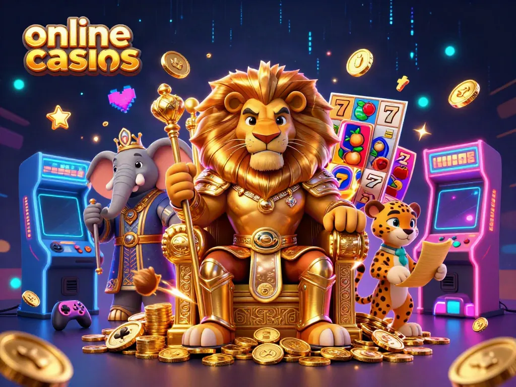 Experience thrilling excitement with online casinos featuring a lion king, elephant advisor, and cheetah messenger.